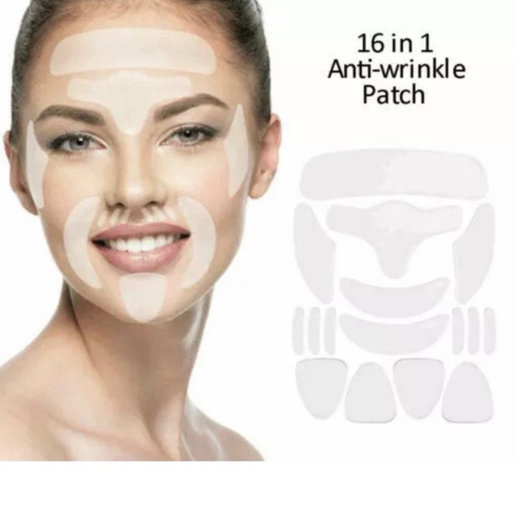 16 pieces reusable anti-aging facial silicon pad set forehead wrinkle patches ey